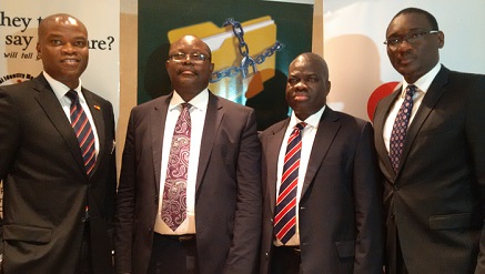 (L-r): Daniel Monehin, division president, Sub-Saharan Africa, MasterCard, Barrister Chris Onyemenam, director general of NIMC, Bayo Adeokun, MD/CEO, Electronic Payplus Limited and Justin Ijeh, head, Card Product, Access bank, during media session on eID card held in Lagos on Monday.